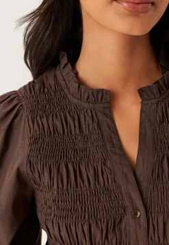 V-neck Cotton Smock Blouse