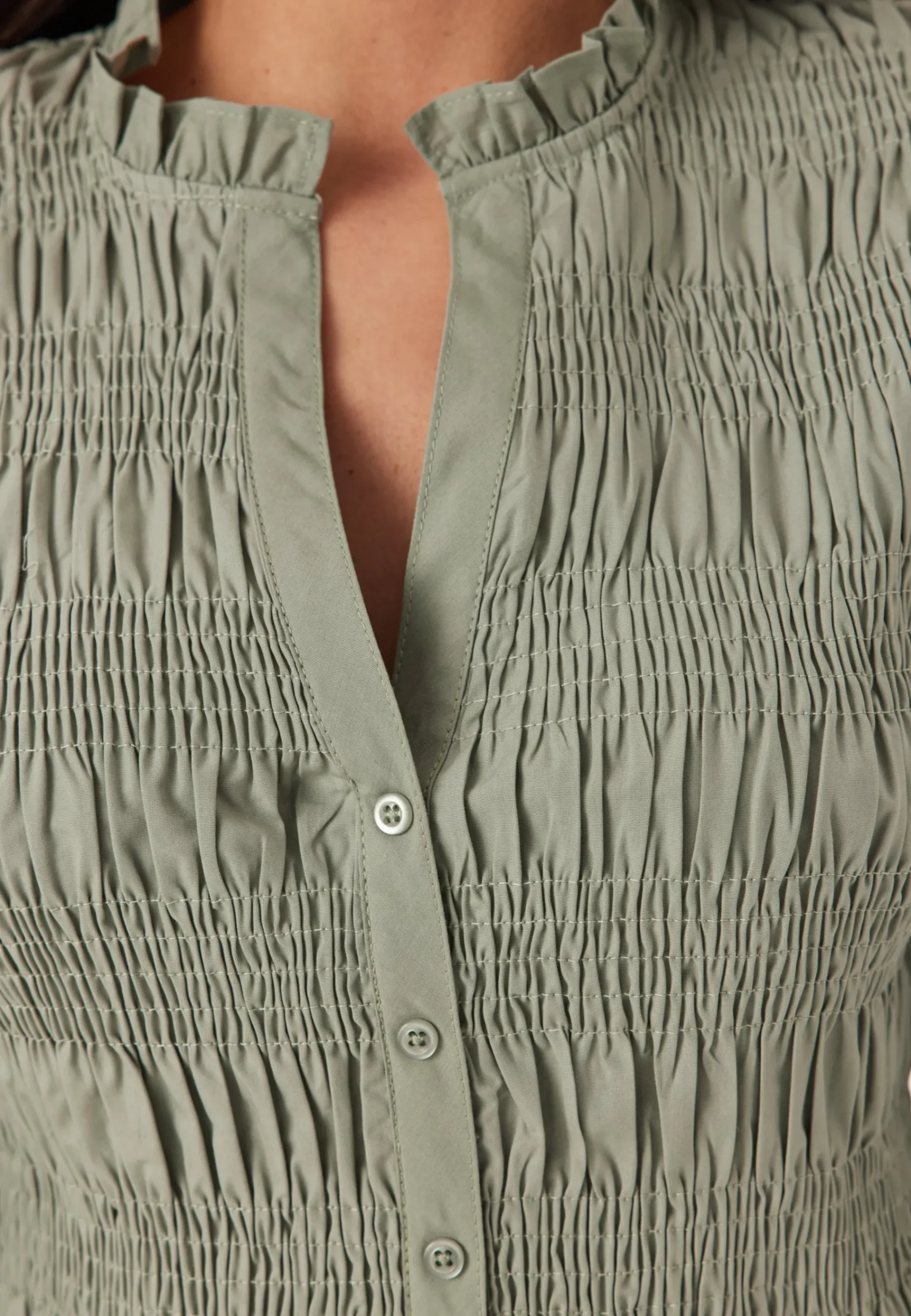 V-neck Cotton Smock Blouse
