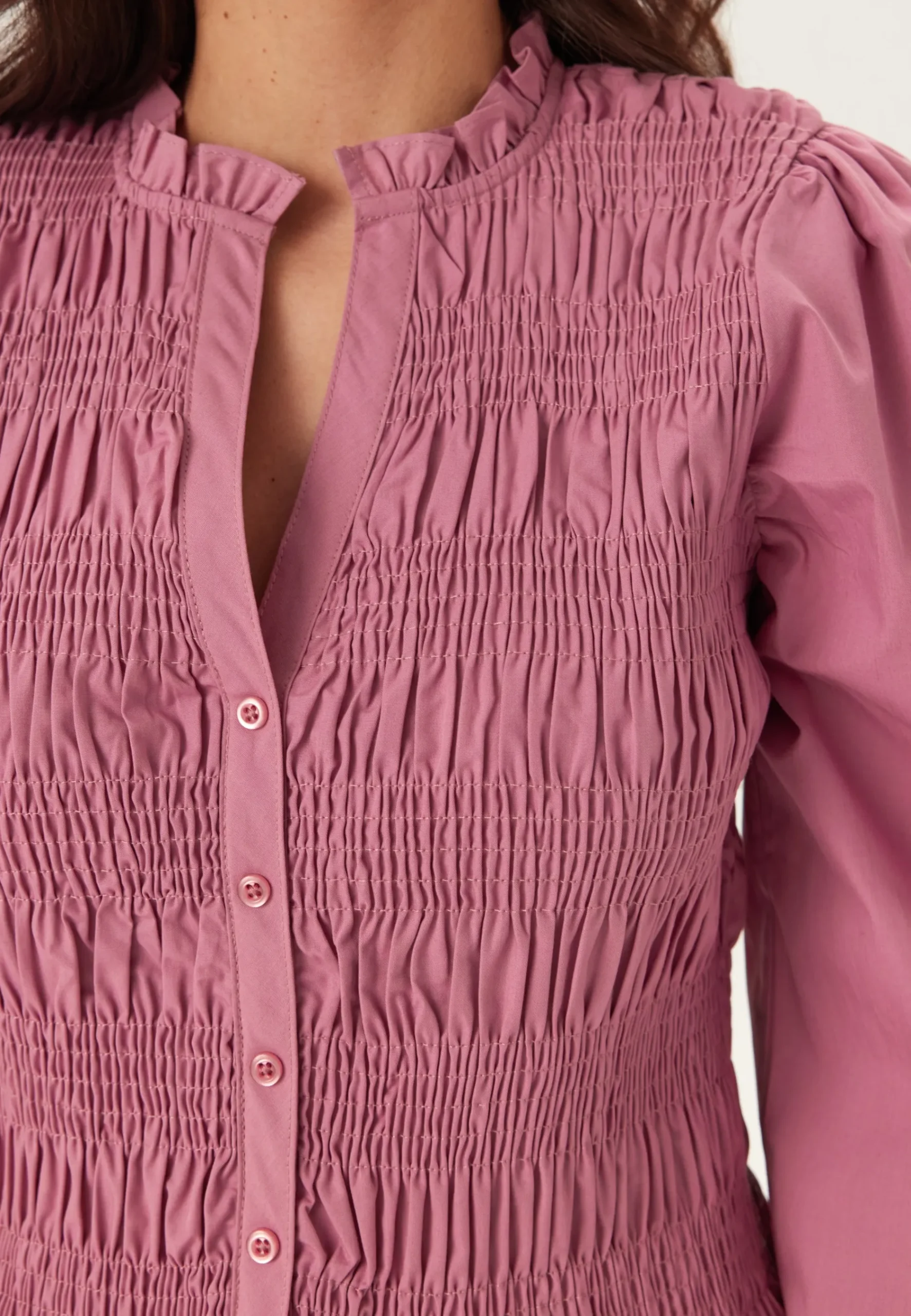 V-neck Cotton Smock Blouse