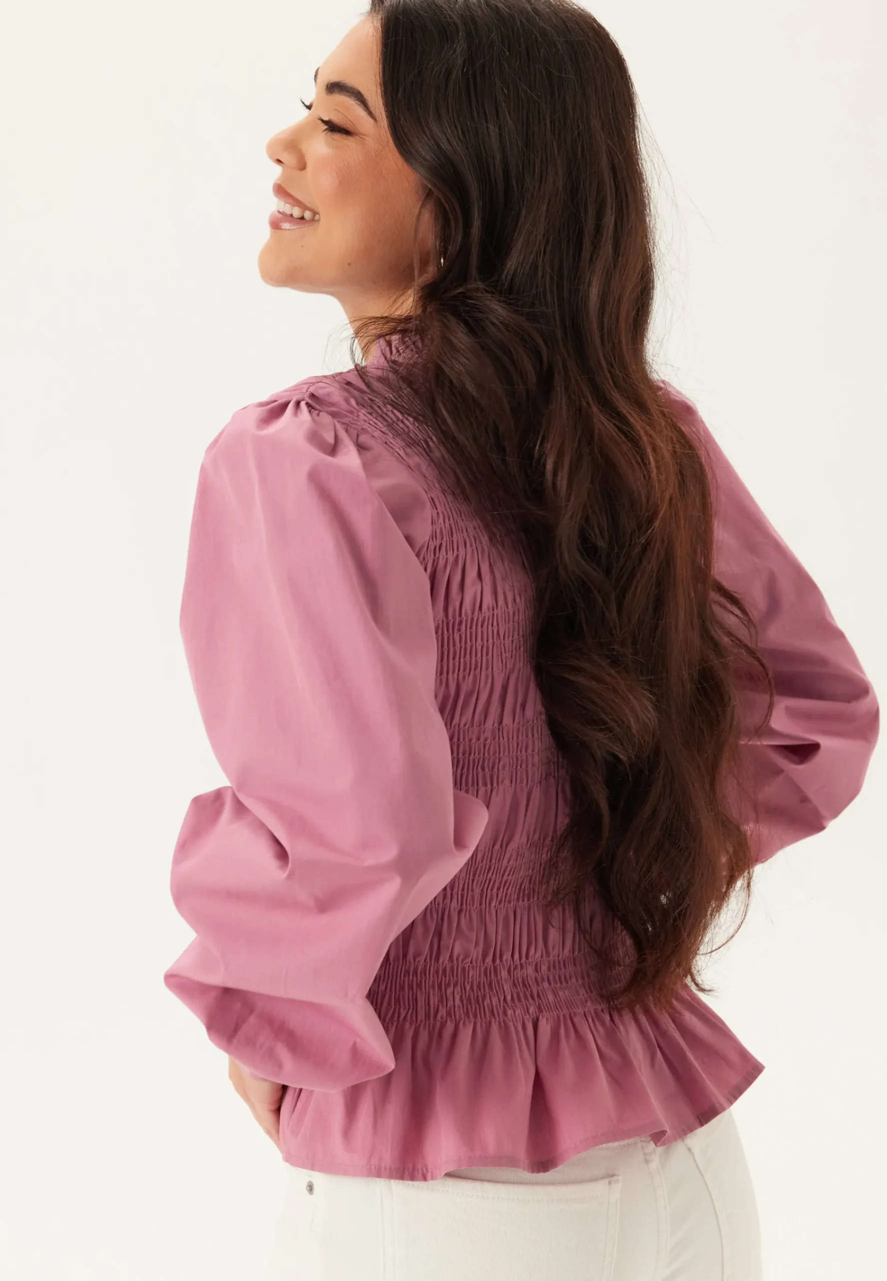 V-neck Cotton Smock Blouse