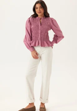 V-neck Cotton Smock Blouse