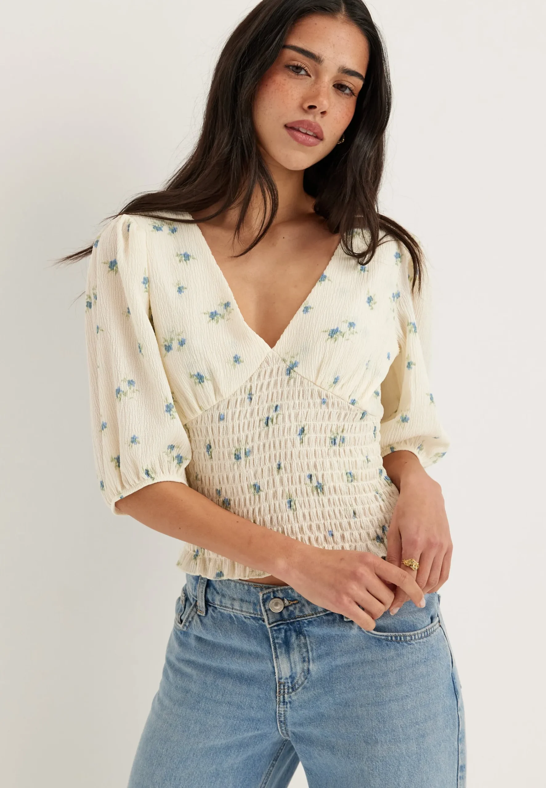 V-neck Smock Top