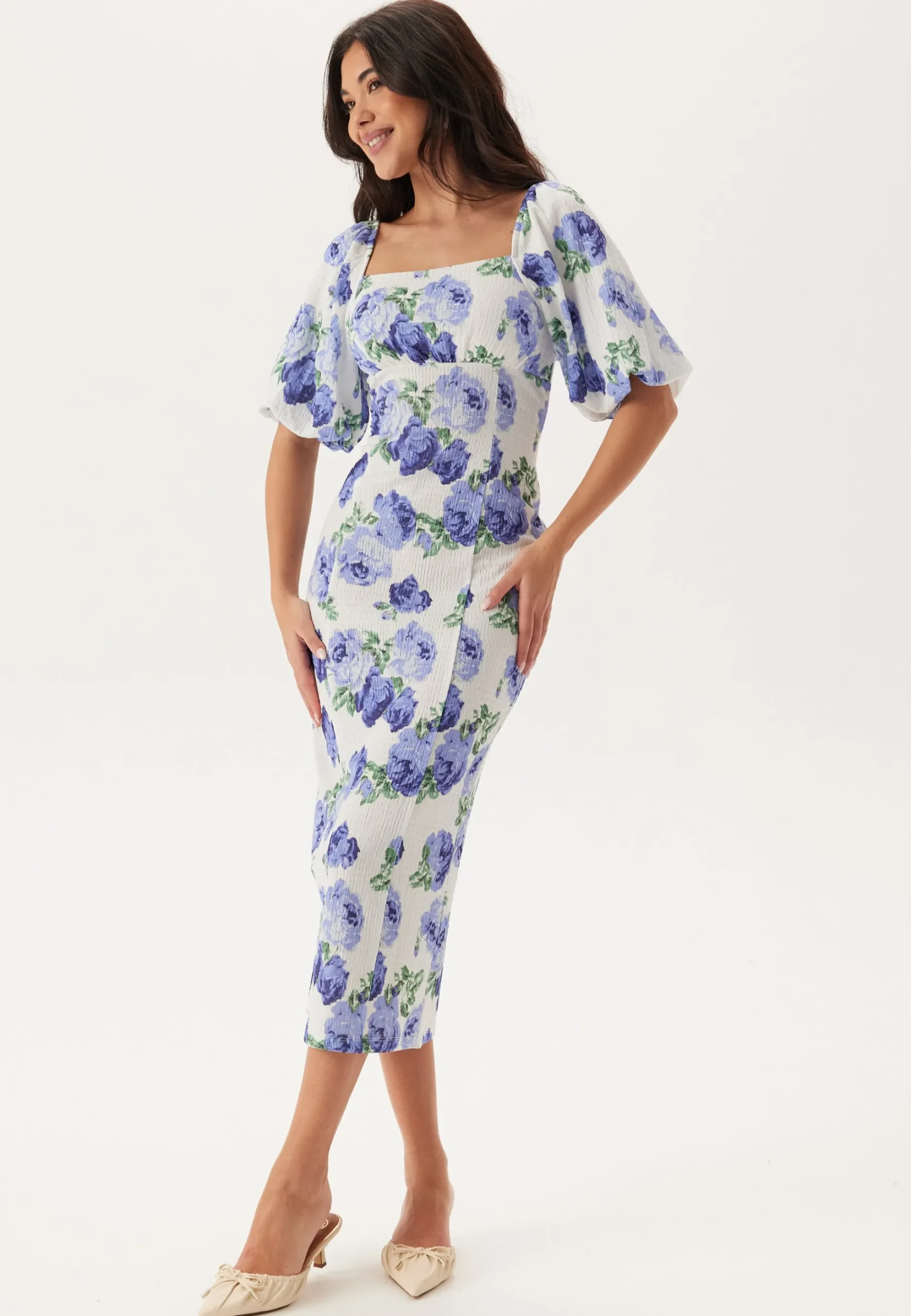 Volume Sleeve Midi Dress