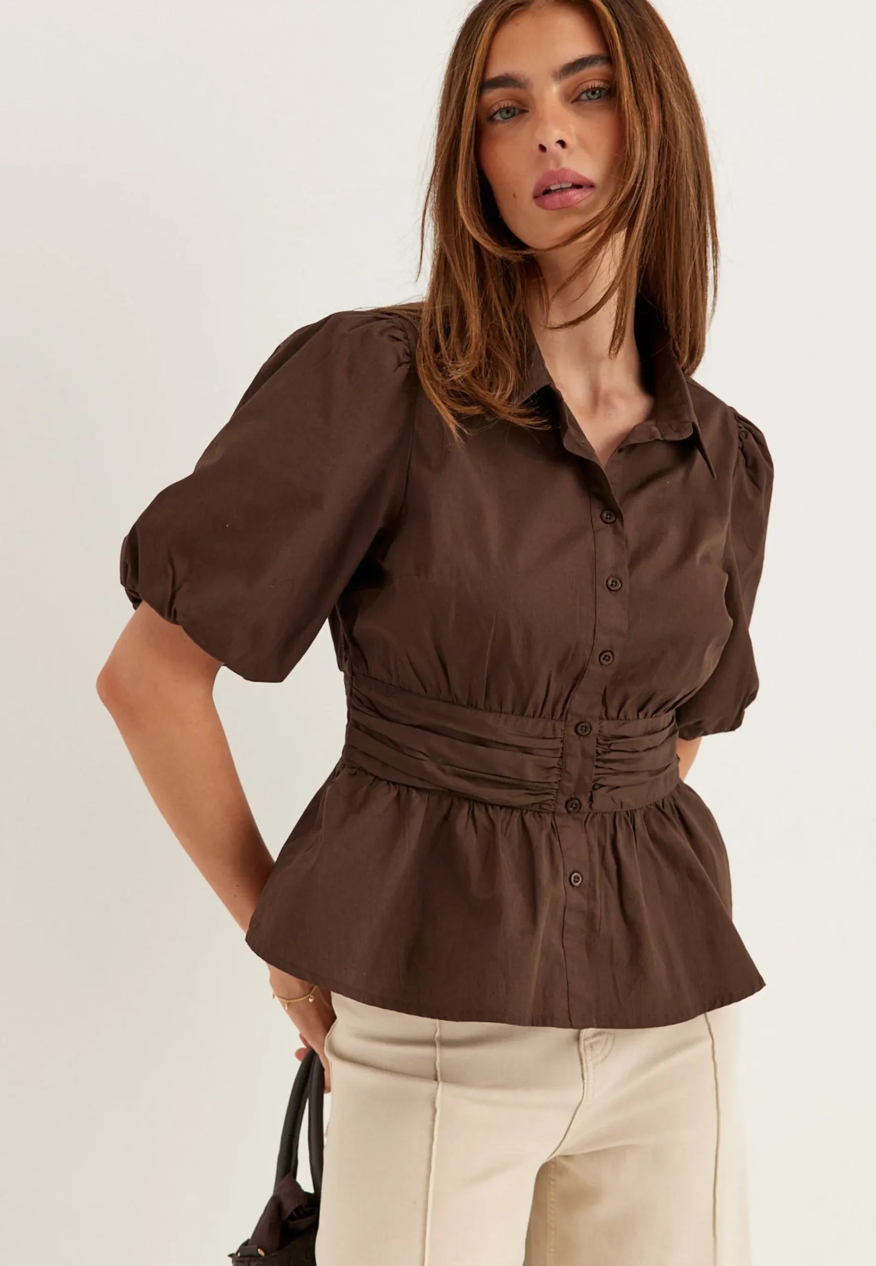 Waist Detail Cotton Blouse