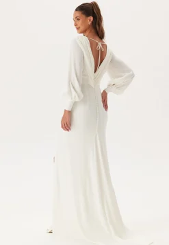 Waterfall Back Satin Wedding Gown