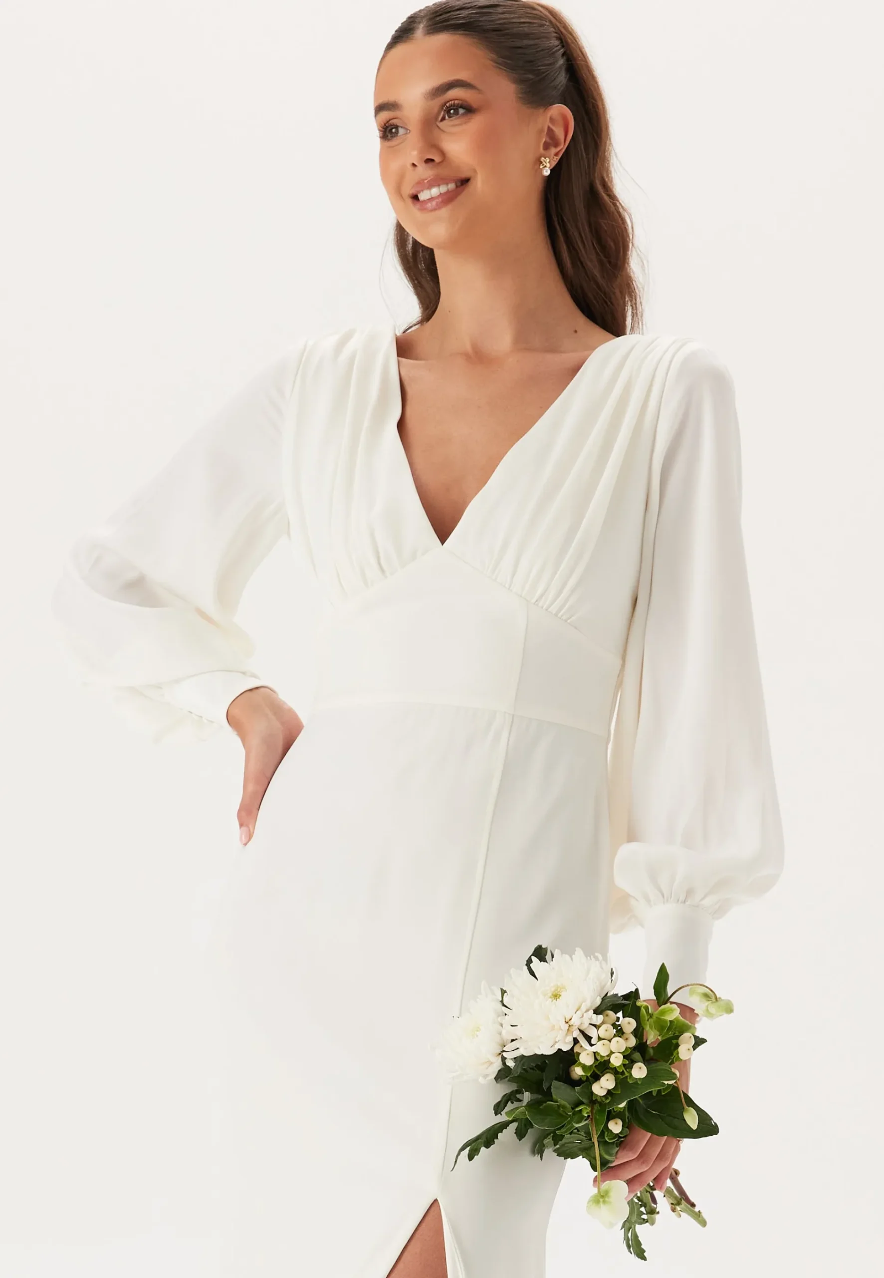 Waterfall Back Satin Wedding Gown