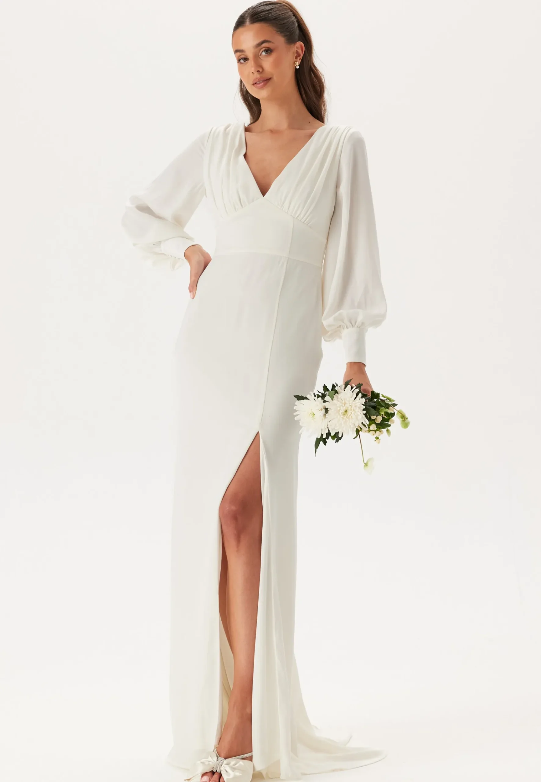 Waterfall Back Satin Wedding Gown