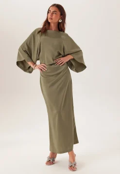 Wide Sleeve Satin Ankle Dress