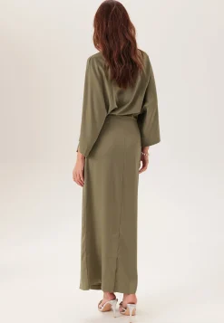 Wide Sleeve Satin Ankle Dress