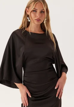 Wide Sleeve Satin Ankle Dress