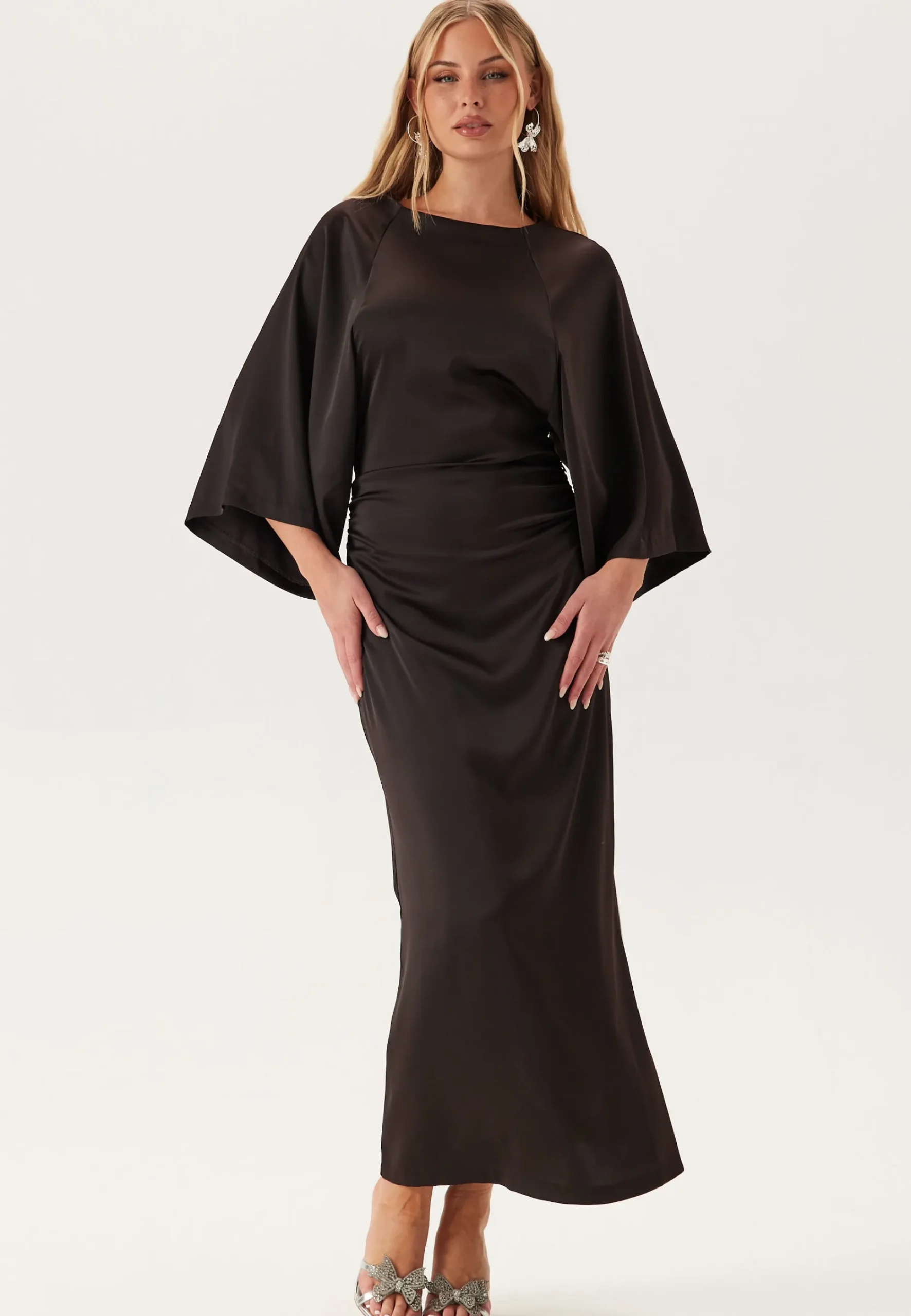 Wide Sleeve Satin Ankle Dress