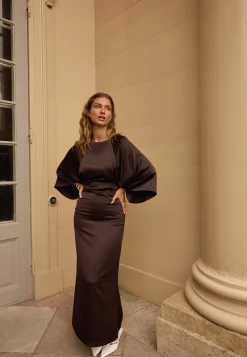 Wide Sleeve Satin Ankle Dress