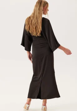 Wide Sleeve Satin Ankle Dress