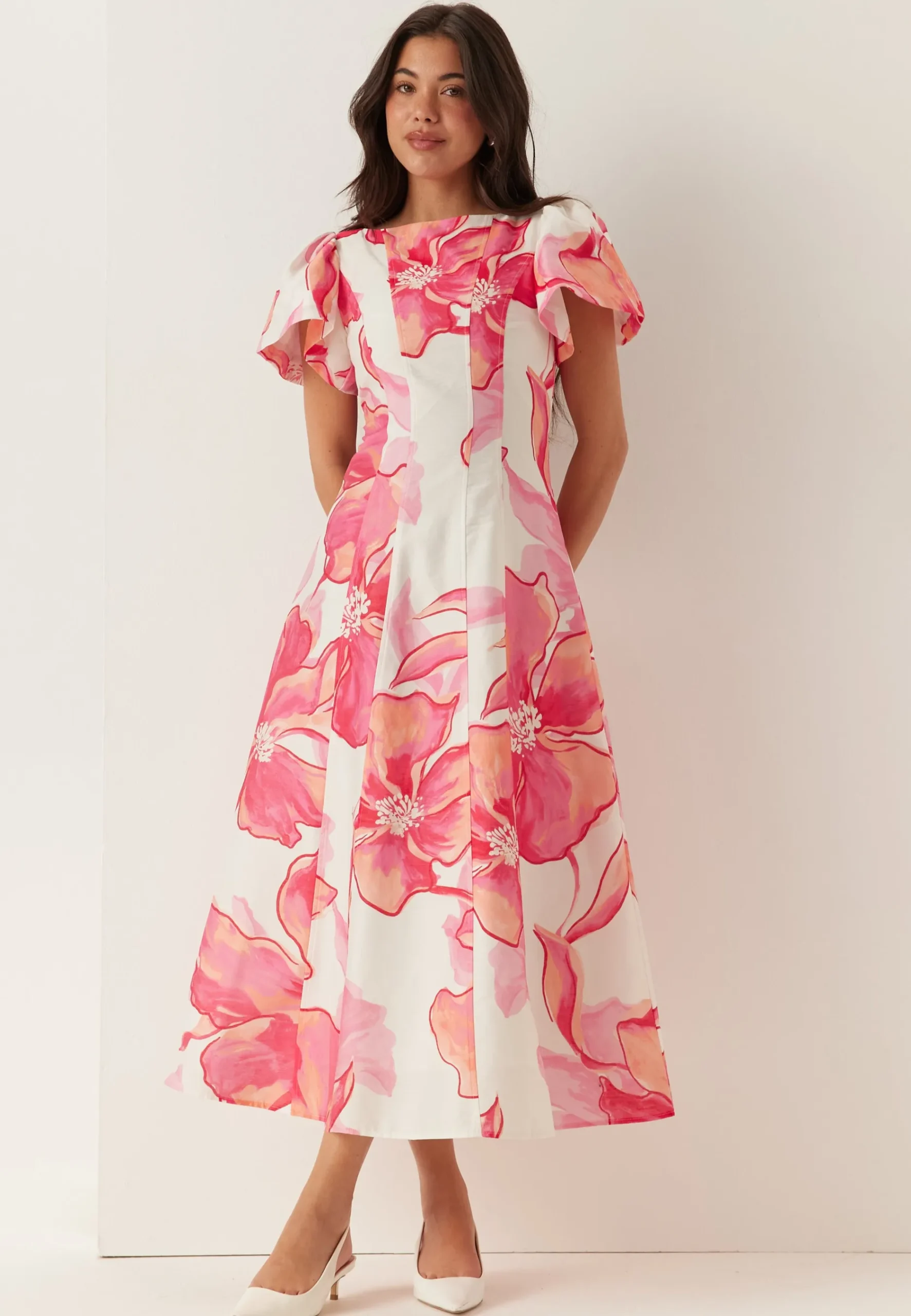 Wilda Flutter Sleeve Dress